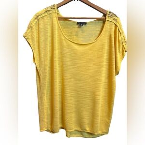 Sunshine Yellow Short Sleeve Blouse Top with beaded design details on sleeves